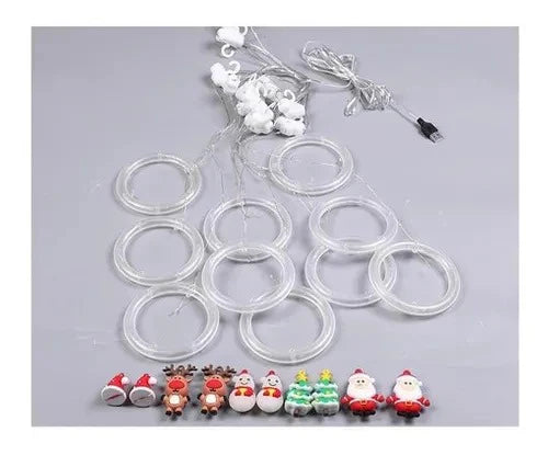 CORTINA LUZ LED DE AROS CON FIGURA NAVIDEÑAS🎄
