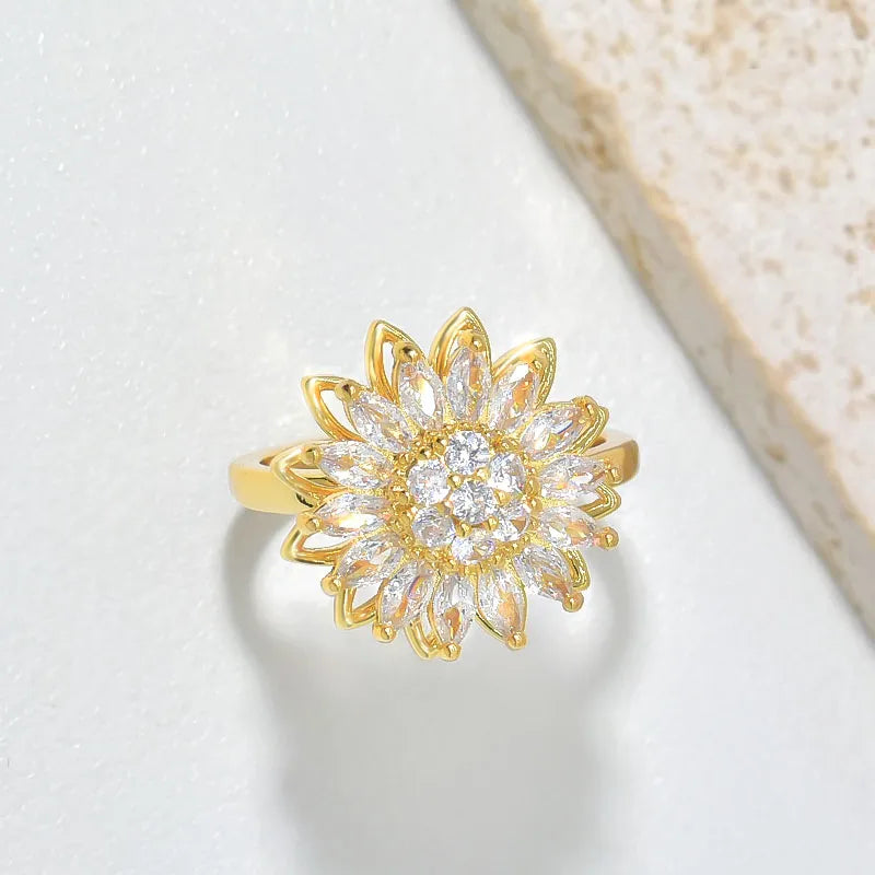COMBO 2X1 🌻Obtén Anillo + Cadena Girasol Giratorio🌻
