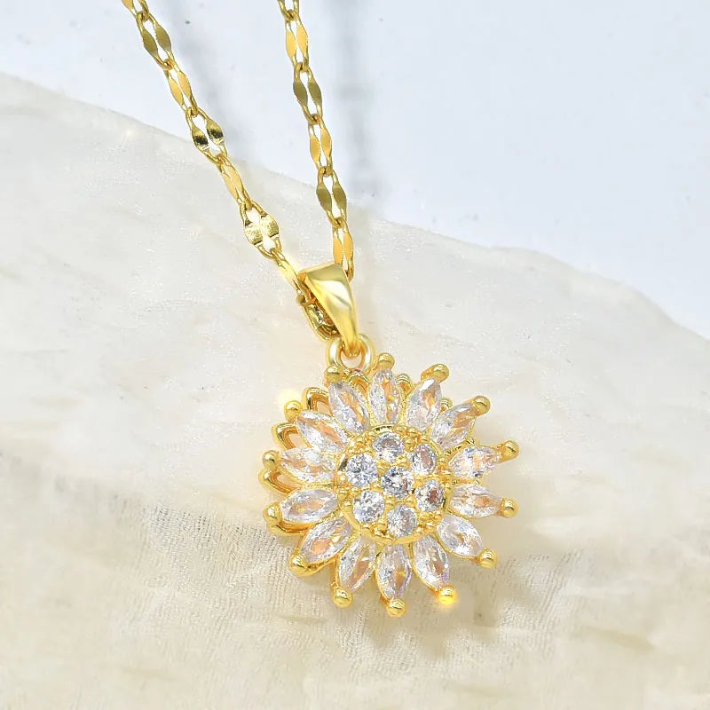 COMBO 2X1 🌻Obtén Anillo + Cadena Girasol Giratorio🌻