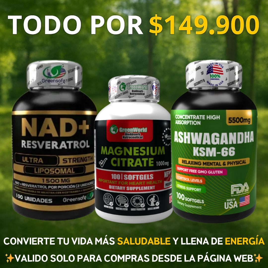 COMBO VITALIDAD⚡NAD + Ashwagandha + Citrato de Magnesio💊