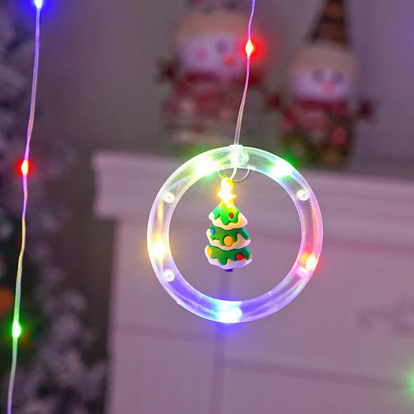 CORTINA LUZ LED DE AROS CON FIGURA NAVIDEÑAS🎄