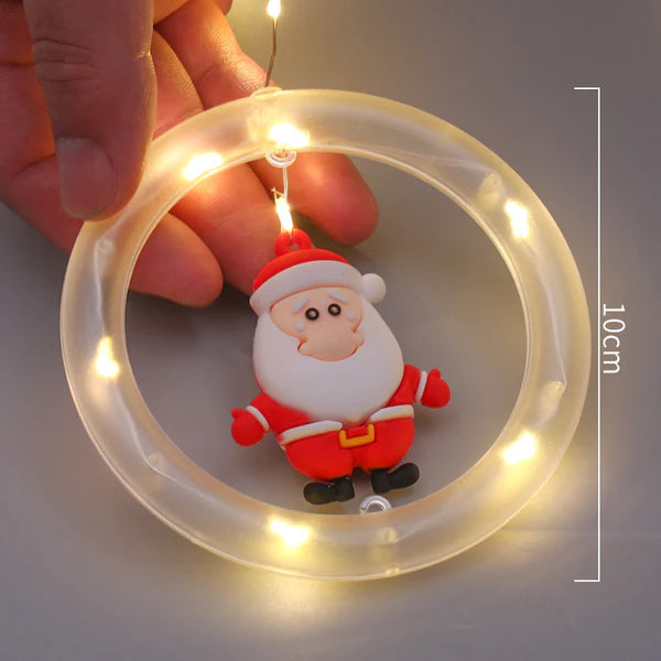 CORTINA LUZ LED DE AROS CON FIGURA NAVIDEÑAS🎄