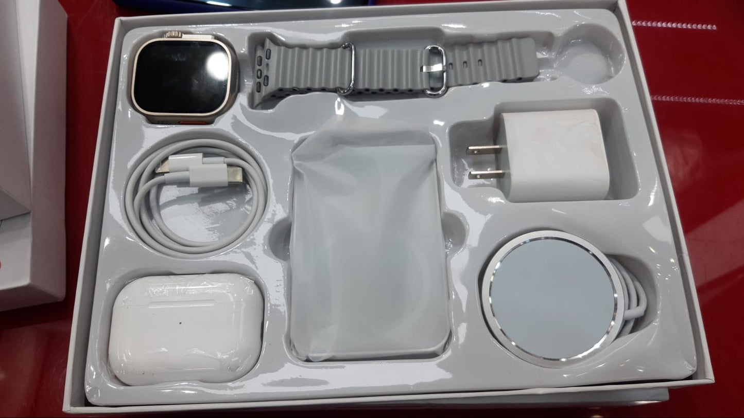 COMBO 5X1 🔥Obtén Reloj SmartWatch X8 Ultra + Audifonos Airpods Pro 2da generación+ Bateria Portátil🔥