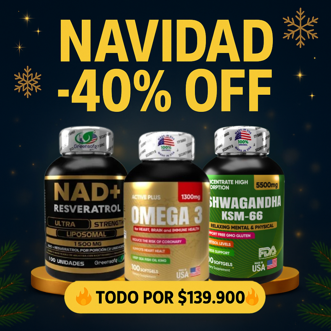 COMBO ENERGIA X3 ⚡ NAD + Ashwagandha KSM-66 + OMEGA 3⚡