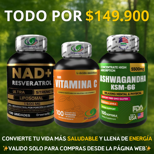 COMBO VITALPACK X3⚡NAD + Ashwagandha KSM-66 + Vitamina C💊