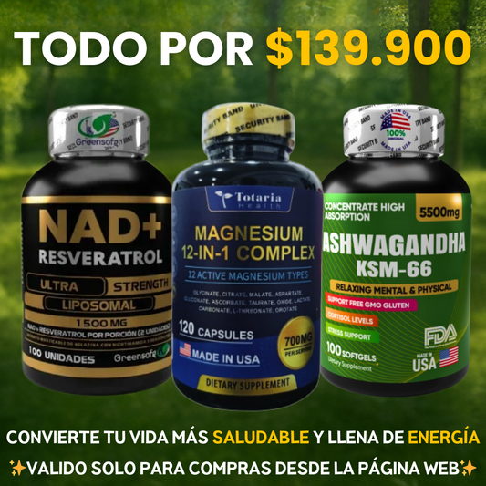 COMBO ENERGIA TOTAL ⚡NAD + Ashwagandha + Magnesium 12-in-1 Complex💊