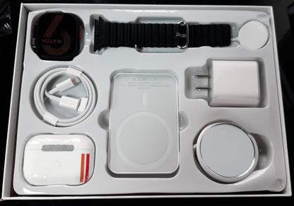 COMBO 5X1 🔥Obtén Reloj SmartWatch X8 Ultra + Audifonos Airpods Pro 2da generación+ Bateria Portátil🔥